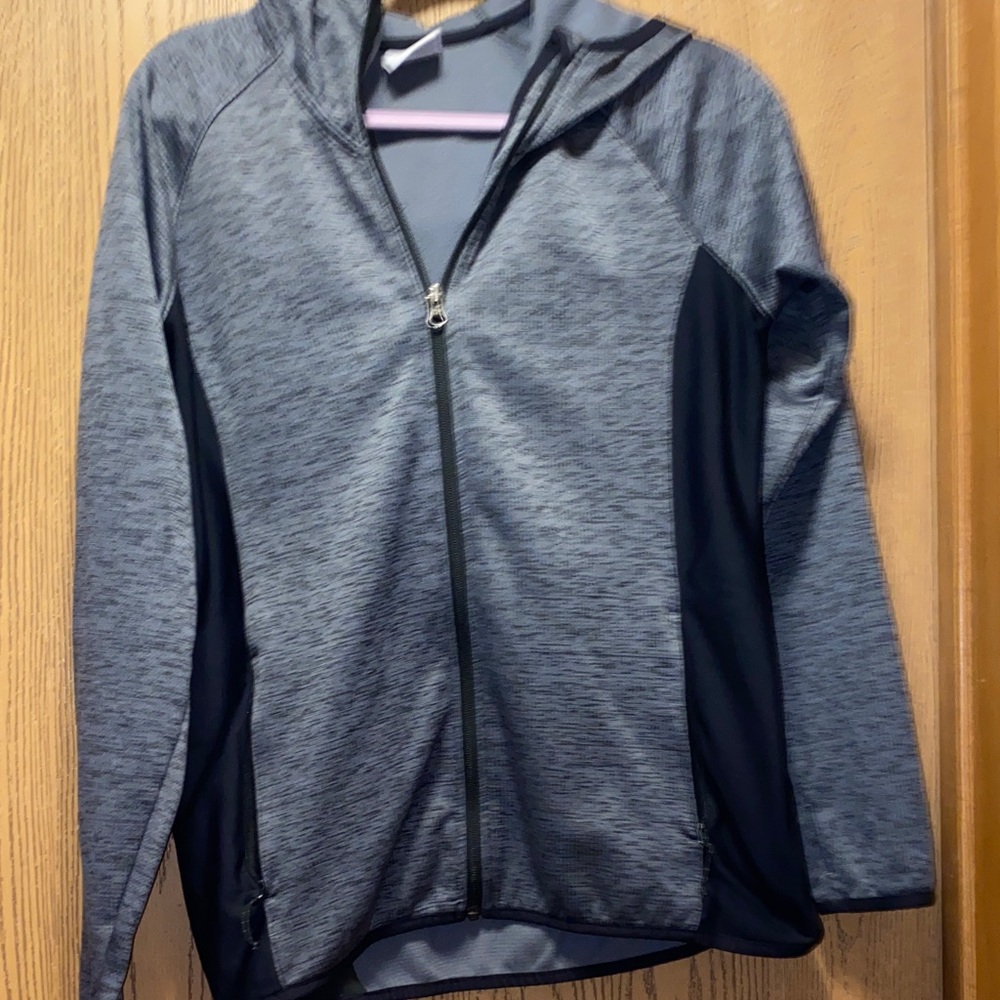 Gray and Black Zip-Up Hoodie